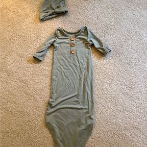 Caden Lane Green Baby Gown with Hat
